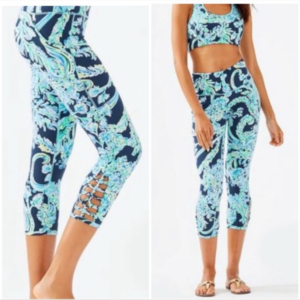 Lilly Pulitzer Weekender High Rise Crop Legging High Tide Navy Scuba Doo -S
